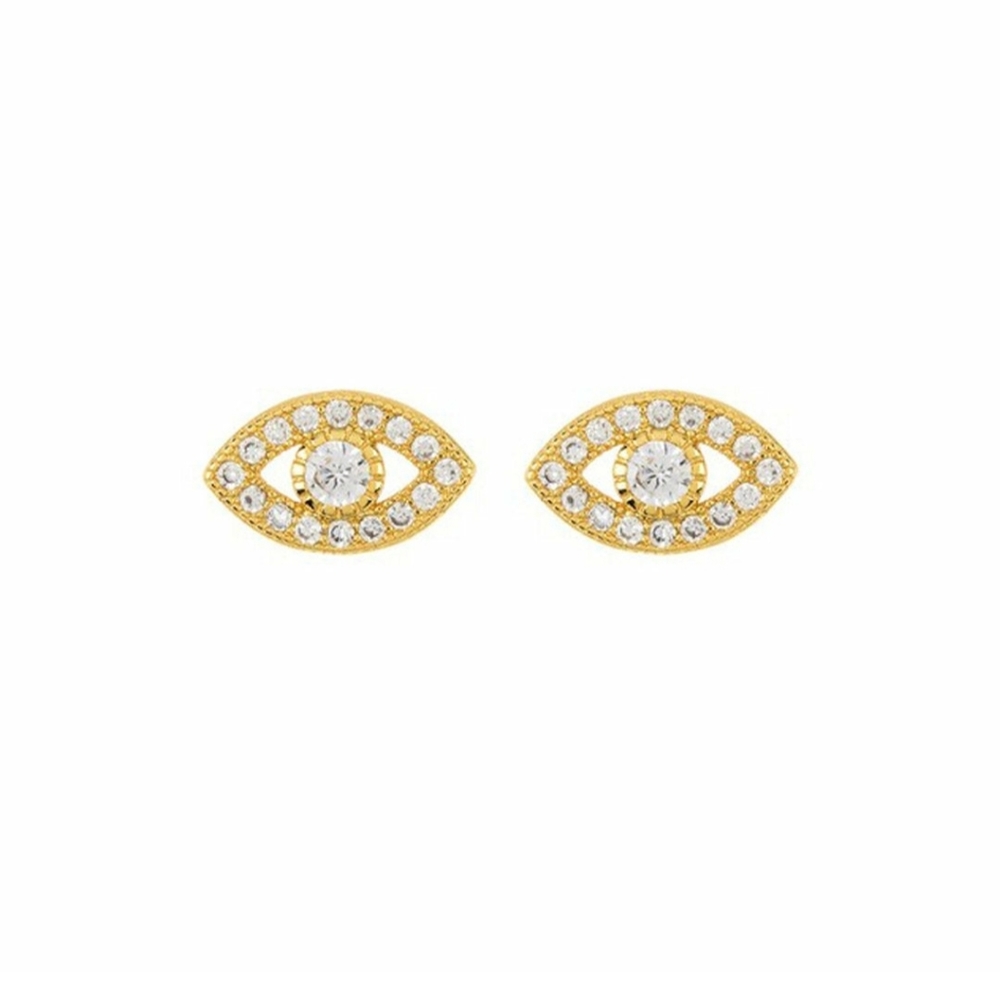 NWT Adornia Crystal Evil Eye Yellow Gold Vermeil .925 Sterling Silver - Picture 1 of 5